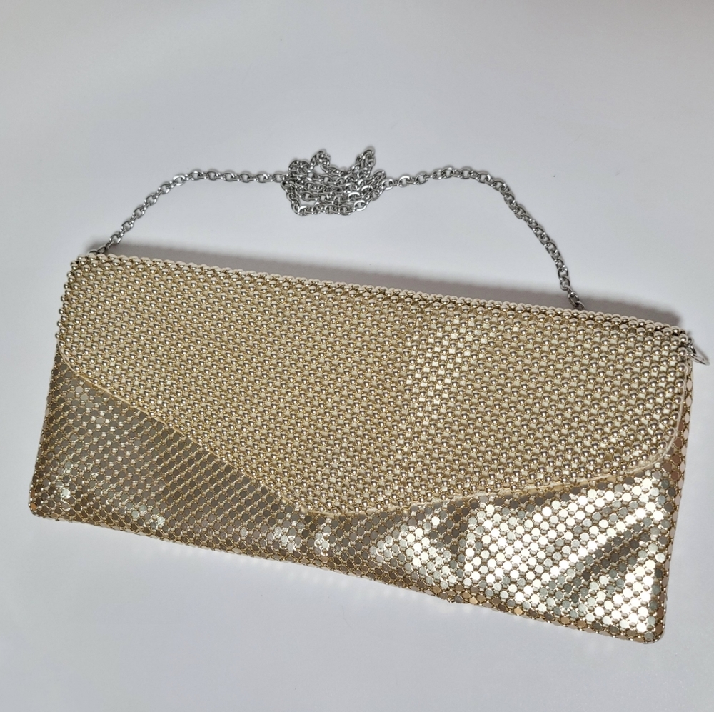 Jessica McClintock Metal Mesh Roll Evening Bag Clutch Purse (4.5" x 7.5" x 2", S